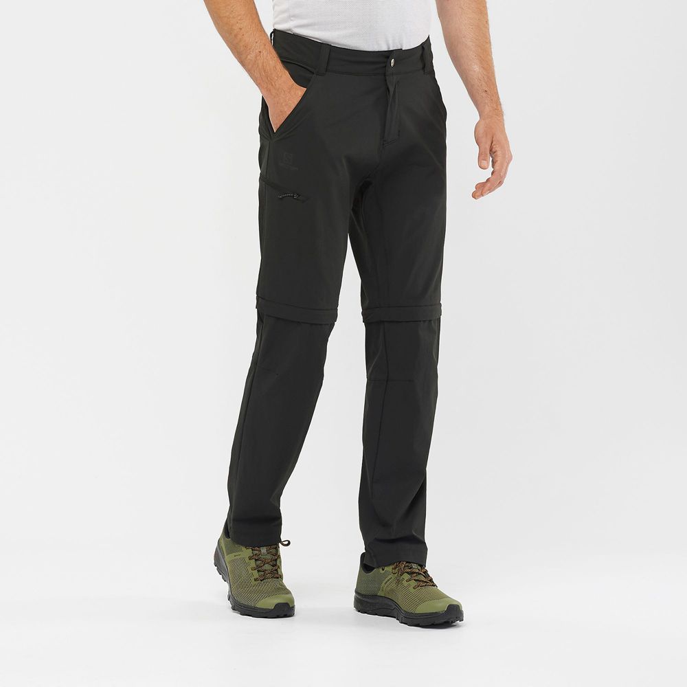 Salomon Singapore Mens Pants - WAYFARER ZIP OFF M Black | 58420-KYDO